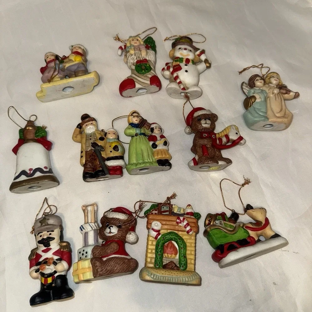 12 Various Vintage Ceramic Christmas‎ Ornaments